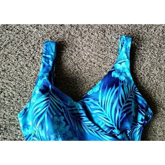 Vintage Le Cove One Piece Swimsuit Womens Size 10 Blue Floral  Pin Up Retro - Picture 4 of 9